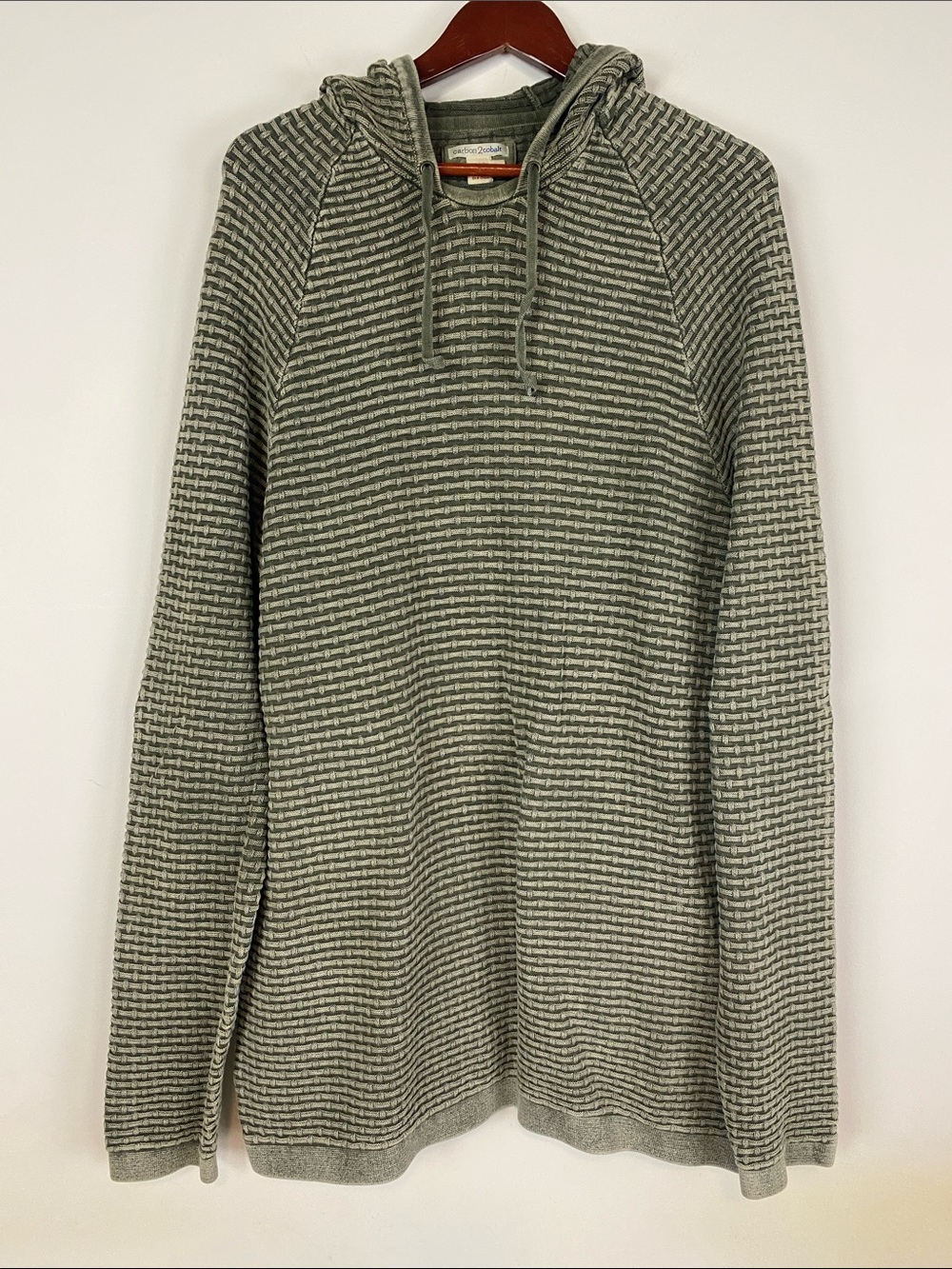 Textured Olive Crewneck Hoodie Sweater